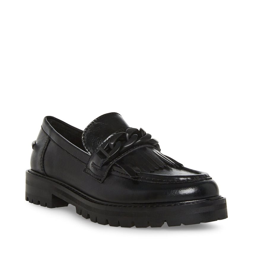 Black Steve Madden Malory Leather Women's Loafers | PH 9874FP16